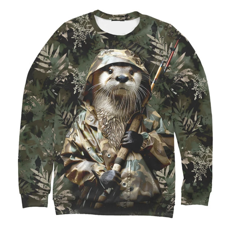 Graffiti Design Capybara Sweatshirt For Men Japanese Bushido Harajuku Casual Sweatshirt Cute Otter Graphic Oversized Sports Top