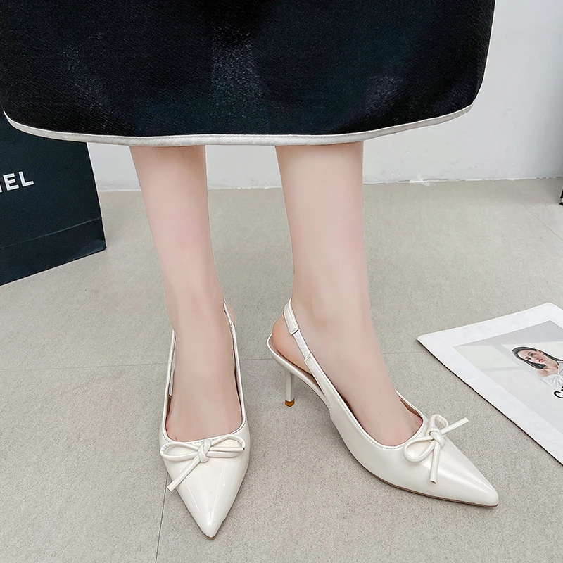 صنادل نسائية صيفية بكعب عالٍ أحذية عصرية بعقدة على شكل فراشة أحذية أنيقة لحفلات الزفاف صنادل