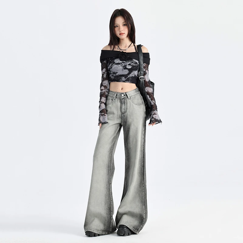 New Arrival Loose Wide Leg Jeans Women's Straight-Leg Denim Flared Pants