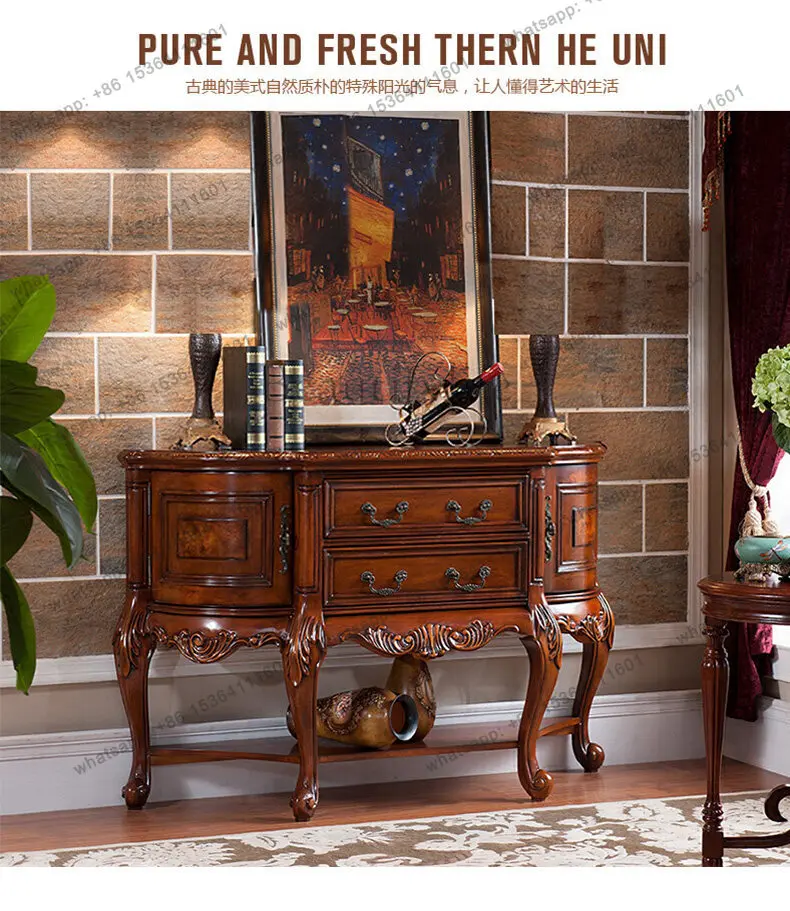 American living room entrance decoration cabinet solid wood foyer sideboard