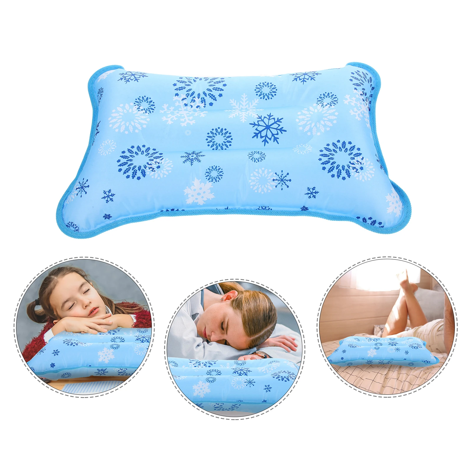 

Cooling Pillow Summer Inflatable Water Fillable 55x35cm Adult Blue Camping Travel Waterproof Sleep Aid Pillows