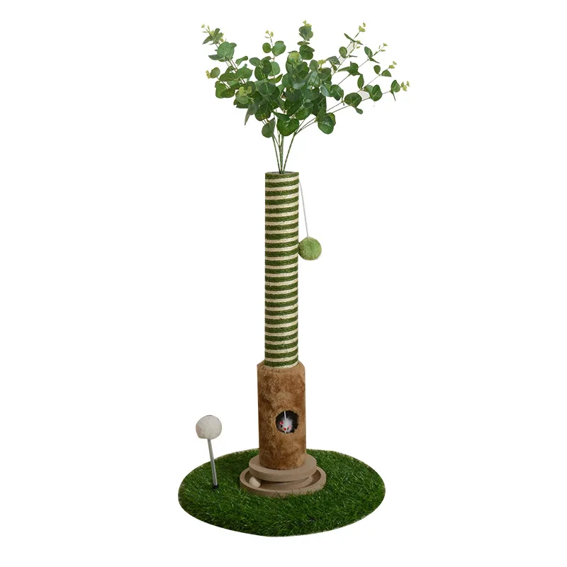 Poste rascador y árbol para gatos de sisal, juguete duradero