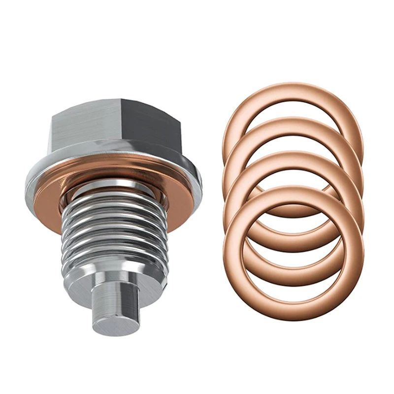 

1Pc Car Modification Magnetic Suction Drain Plug Screws With 5 Gaskets Neodymium Magnet Stainless Steel Bolt Heavy Duty Oil Plug