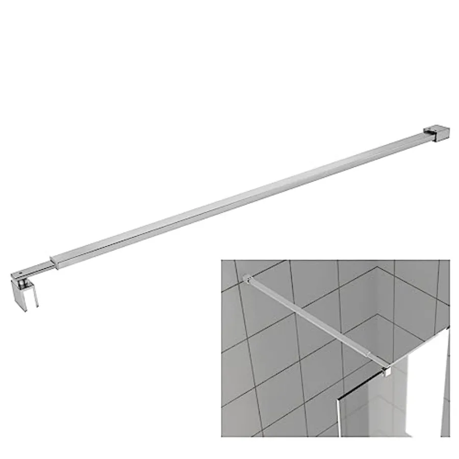

Shower Door Bar Support Rod 27-47 Inch Adjustable Length for 5/16" 8mm 3/8"(10mm) Thick Frameless Glass Door Silver Finsh with