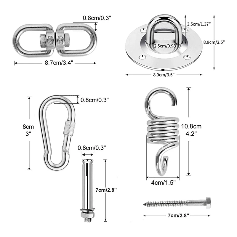 Hardware per sospensione oscillante, gancio per sospensione da soffitto, 360 °   Gancio pesante rotante, per sedia da portico, amache da yoga, altalena da palestra, ecc