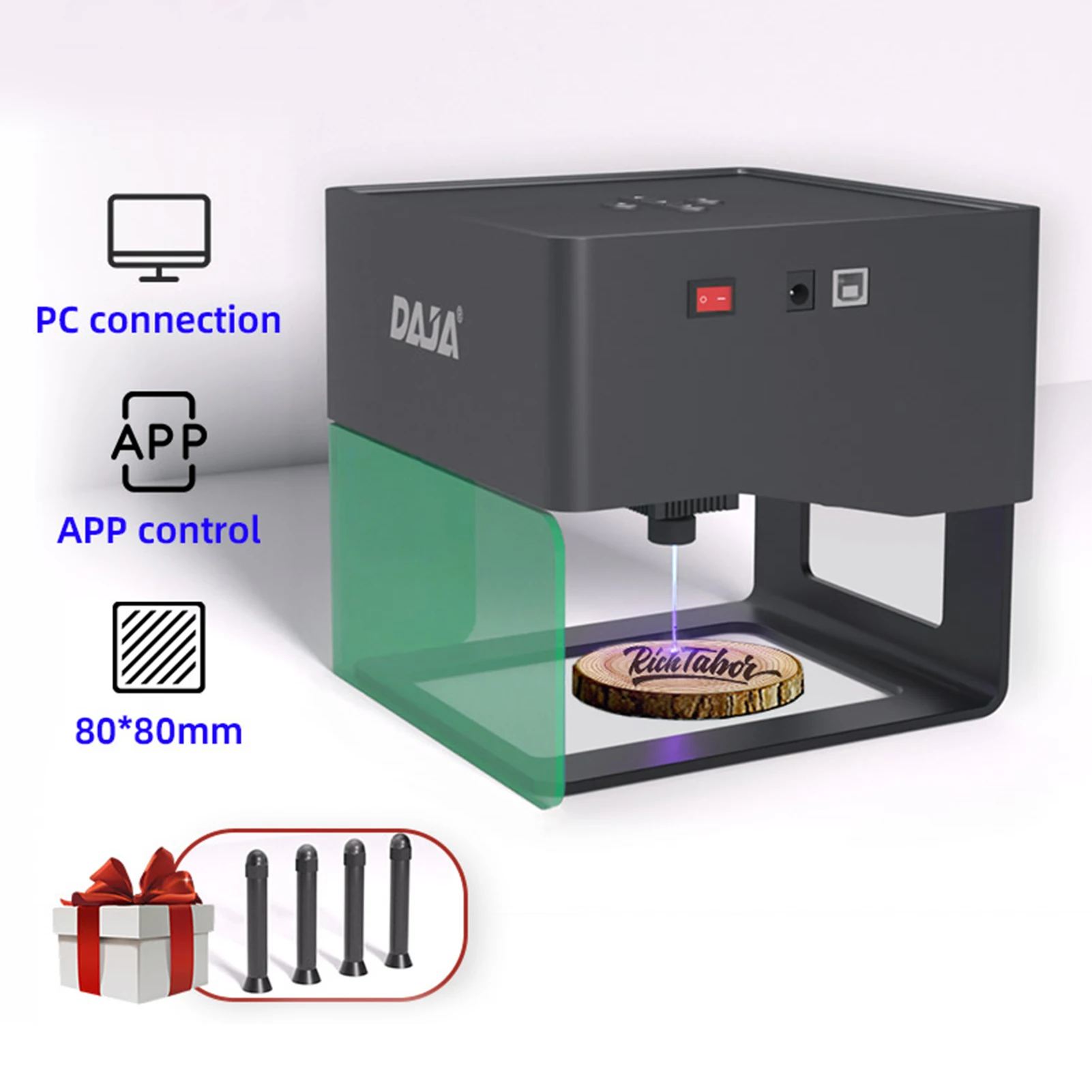 DAJA Laser Engraver Marking Engraving Machine for DIY Handcraft Logo Mark Printer 80x80mm Carving Area Support Wireless Mobile