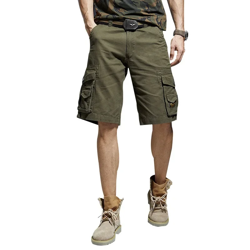 Large Size Men's Stretch Straight Camo Cargo Shorts Summer Cotton Outdoor Climbing Sports Training Tactical Army Short Trousers