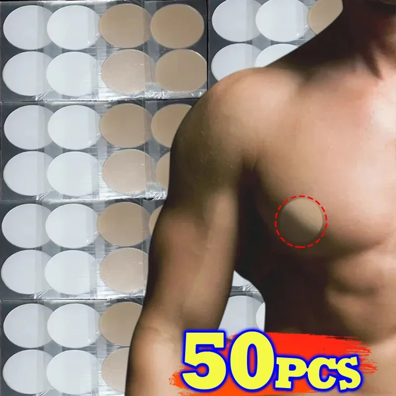 50pcs Brethable Nipple Covers for Men Waterproof Disposable Self-Adhesive Invisible Tights Suits Anti-bulge Nipple Stickers Pads