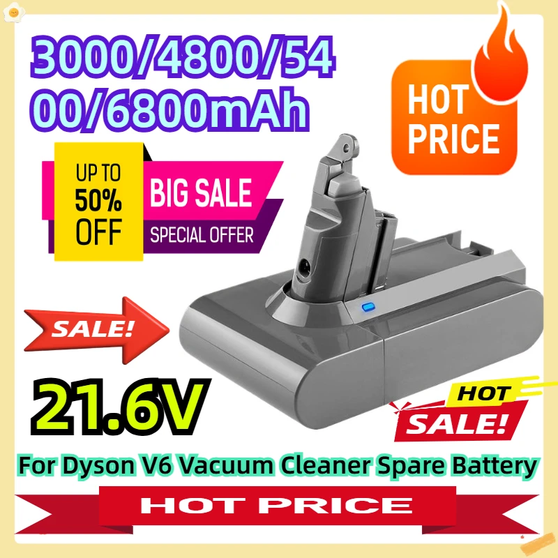 

For Dyson V6 Vacuum Cleaner Spare Battery 21.6V 3000mAh