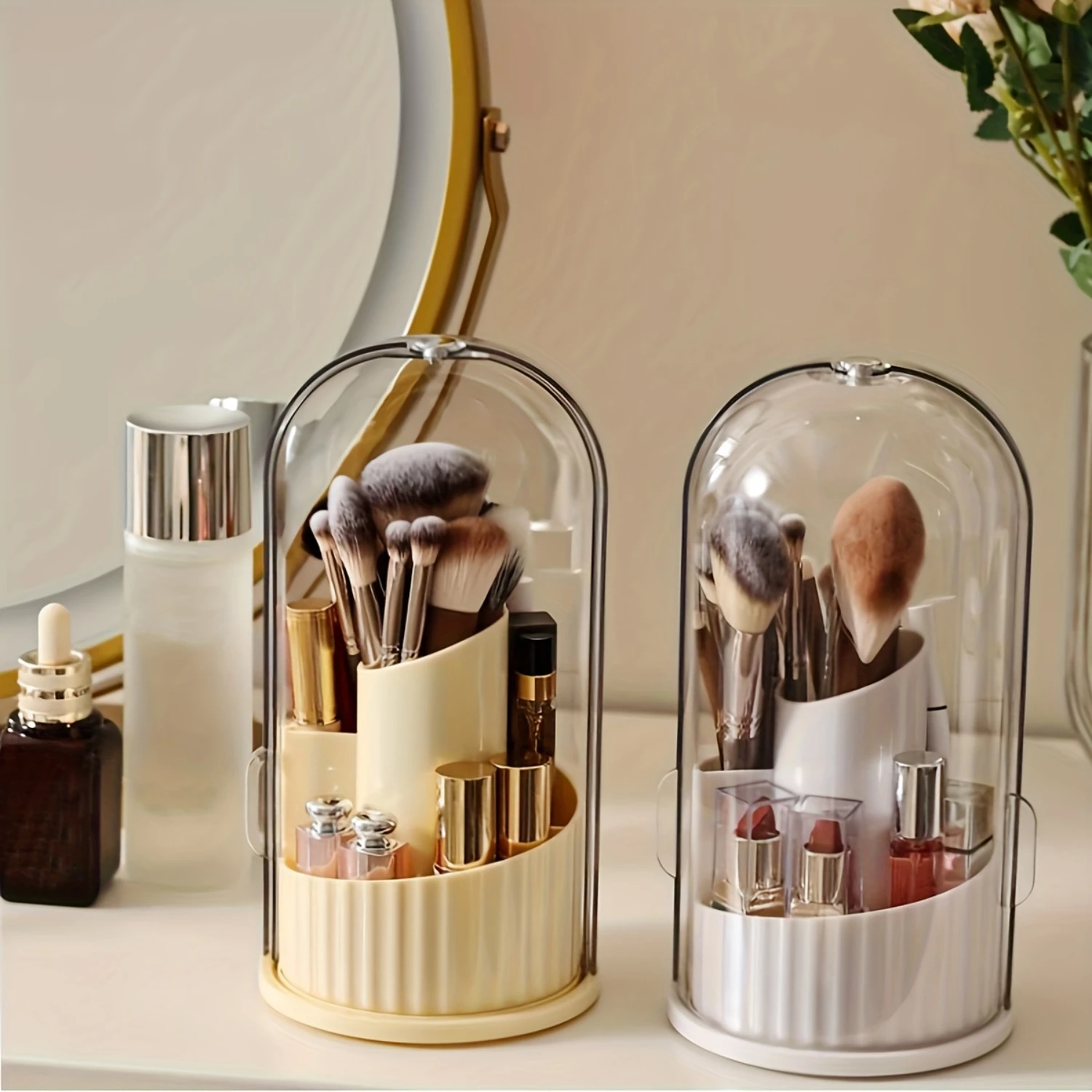 

° Rotating Makeup Box, Detachable Box, Transparent Dust-proof Pen Holder, Eyeshadow Brush Holder, LipstickStorage Box, Deskto