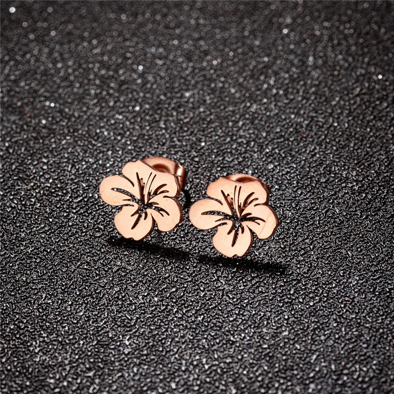 Korean Fashion Stainless Steel Plant Earrings Women Wedding Jewelry Sweet Metal Flower Earings Small Lily Studs Mother Gifts