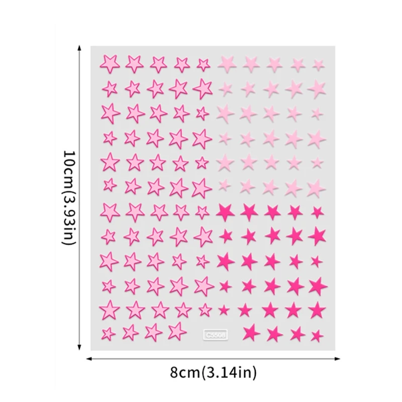 1 PC สีชมพู Star Nail Art สติกเกอร์ 3D Pentagram Self-Adhesive Y2K เล็บ Decals หรูหรา Black Star ตกแต่งเล็บ Slider
