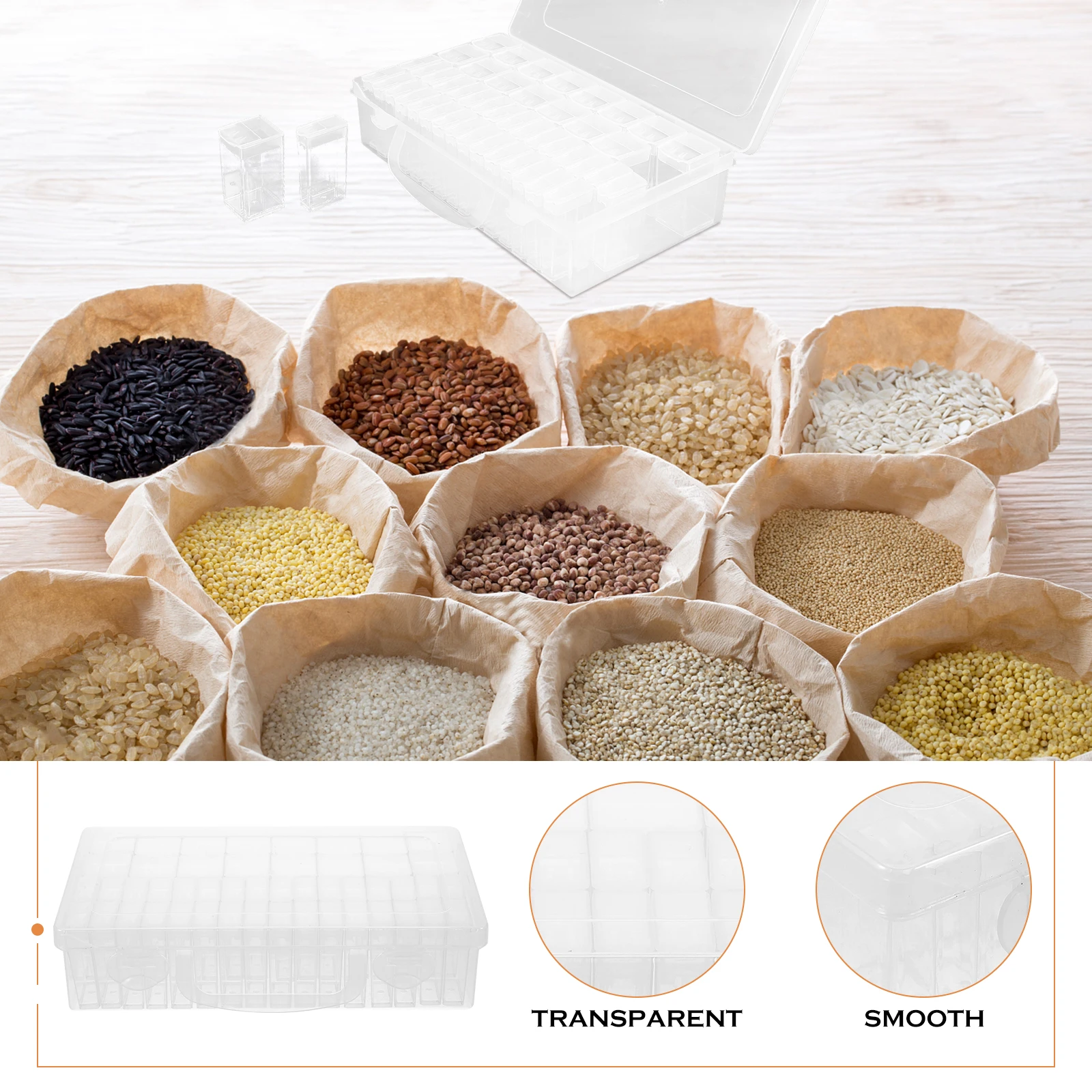 

Plants Seeds Storage Box 48 Cells Transparent ganizer Gardening Small Items Portable Space Saving Plastic Seed Holder Container
