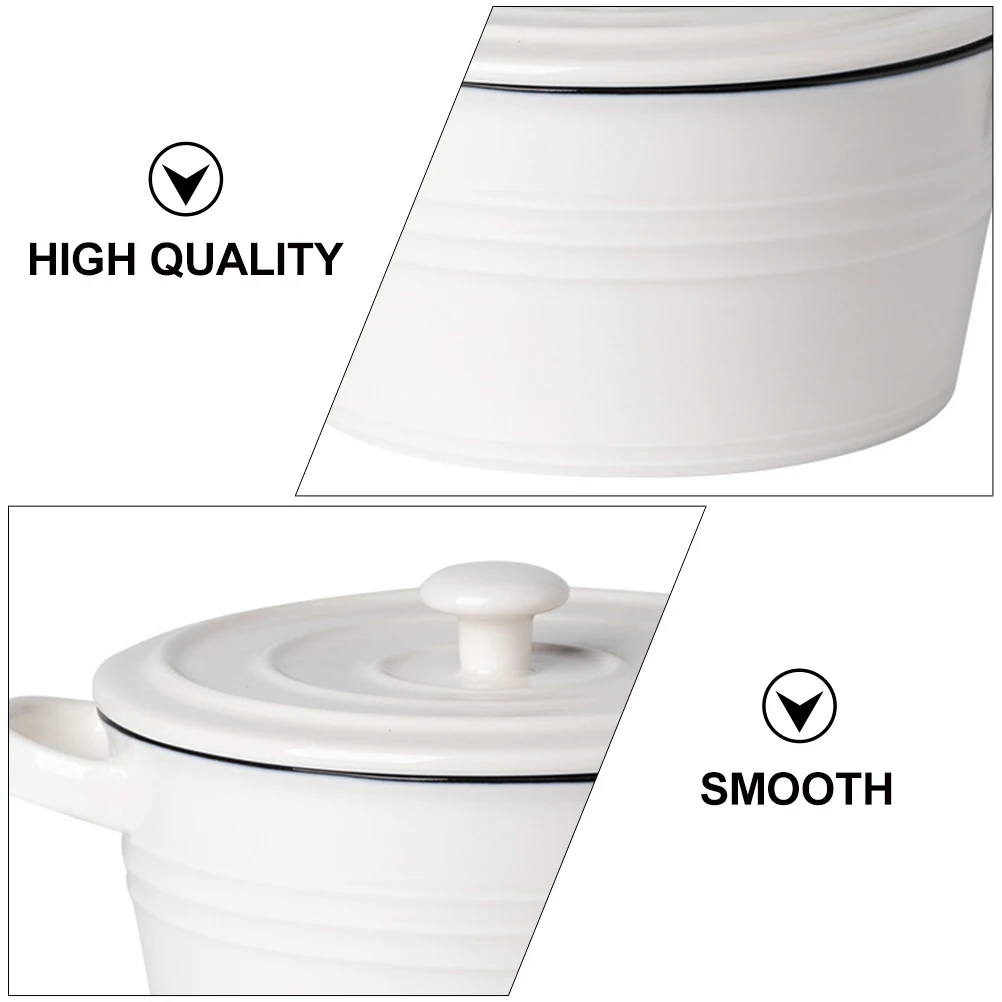 

1Pcs Ceramic Double Handle Steaming Bowl Lid Home Exquisite Soup Bowl Multi-Function Heat-Resistant Household Kitchen Supplies