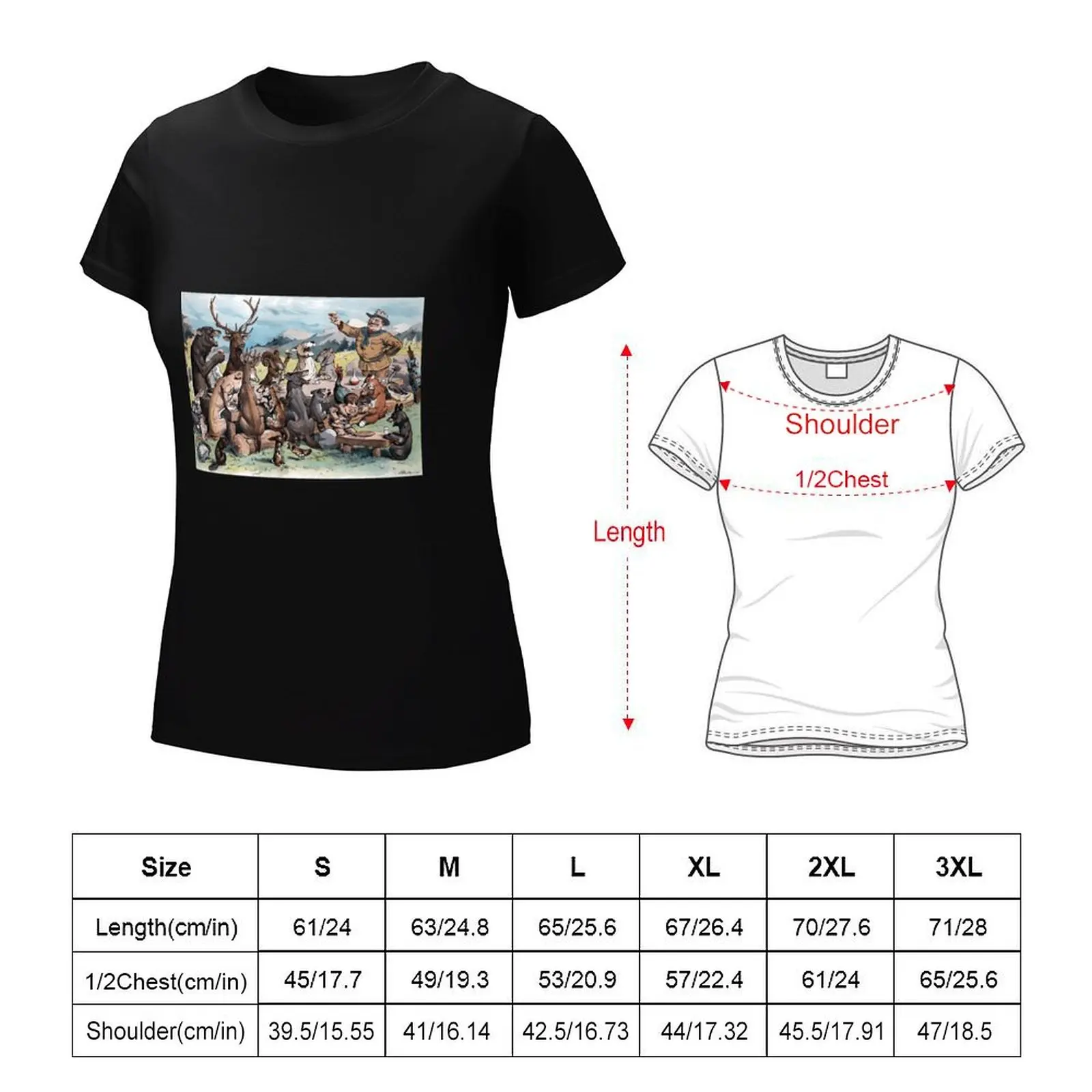 J. S. Pughe - Teddy Roosevelt at Thanksgiving Feast Art Print \t T-Shirt vintage animal print black t-shirts for Women image 6