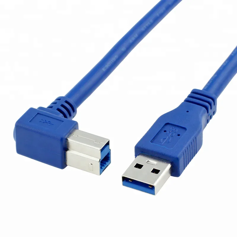 الزاوية اليمنى USB 3.0 نوع A ذكر إلى نوع B كابل ذكر 2 متر 2.5 متر 3 متر لمحطة الإرساء ، محركات الأقراص الصلبة الخارجية ، الماسح الضوئي ، الطابعة