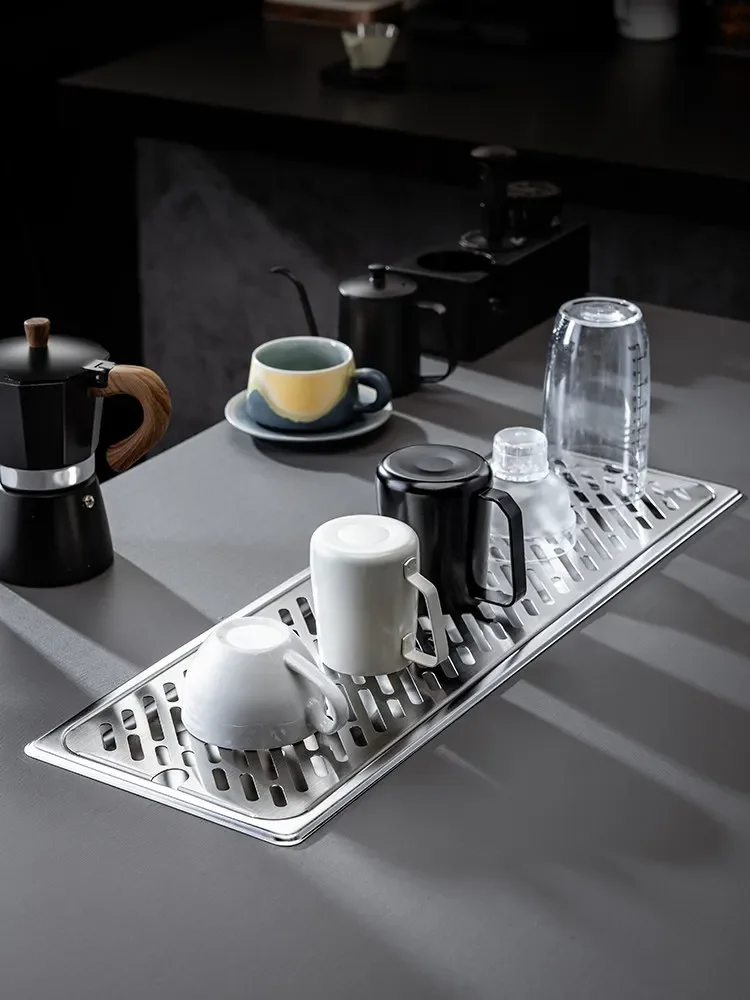 Stainless steel drain tray Bar recessed rectangular drain plate Cafe Commercial sink High pressure cup washer