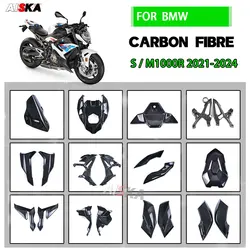 100% Real Carbon Fiber Front Fairings Winglets Rear Footrest Parts Fenders Cover Kits For BMW S1000R M1000R 2021 2022 2023 2024