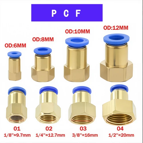 10 Uds. Conector de junta rápida neumática de latón 4 6 8 10 12mm tubo de manguera 1/8 ""3/8"" 1/2 ""1/4"" rosca BSP conector de aire neumático PCF