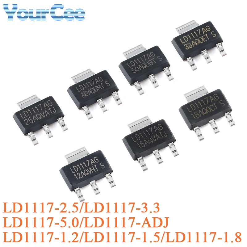 20PCS LD1117 LD1117-ADJ LD1117-5.0 LD1117-3.3 LD1117-2.5 LD1117-1.8 -1.5 -1.2 LD1SOT-223 Low Dropout Linear Regulator LDO Chip