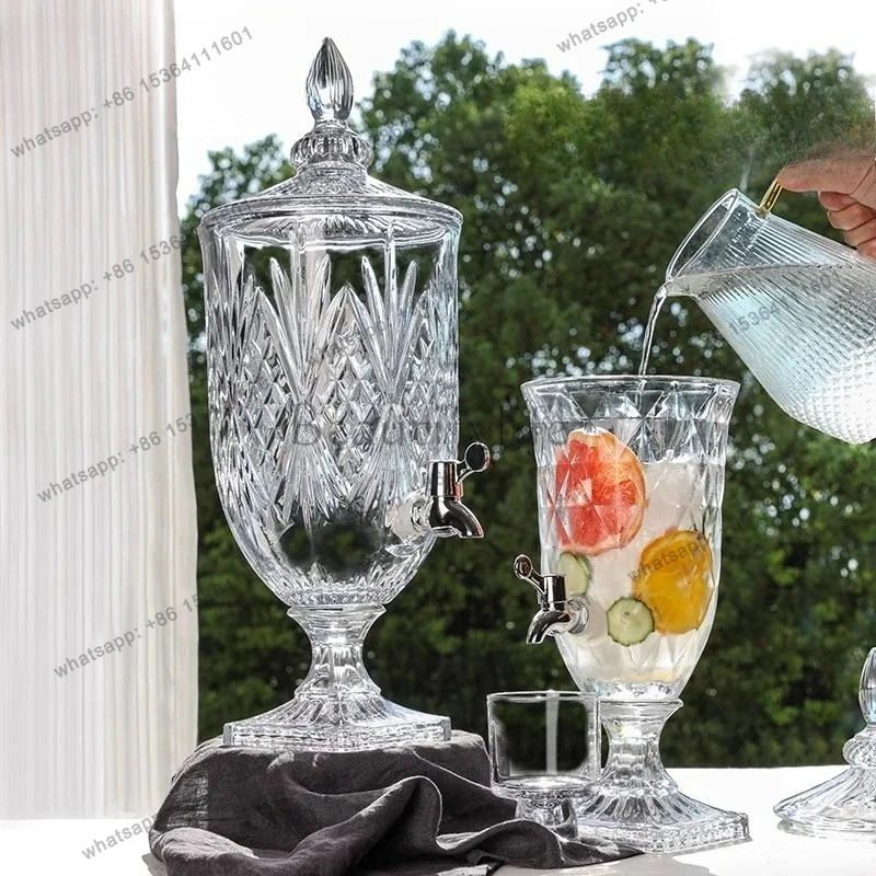 yj58 High-value glass cold kettle with faucet, food-grade household large-capacity lemon fruit tea beverage bucket