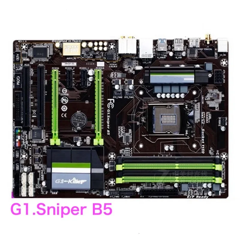 

Подходит для Gigabyte G1. Материнская плата Sniper B5 LGA 1150 DDR3 ATX, материнская плата, 100% протестирована, ОК, полностью работает