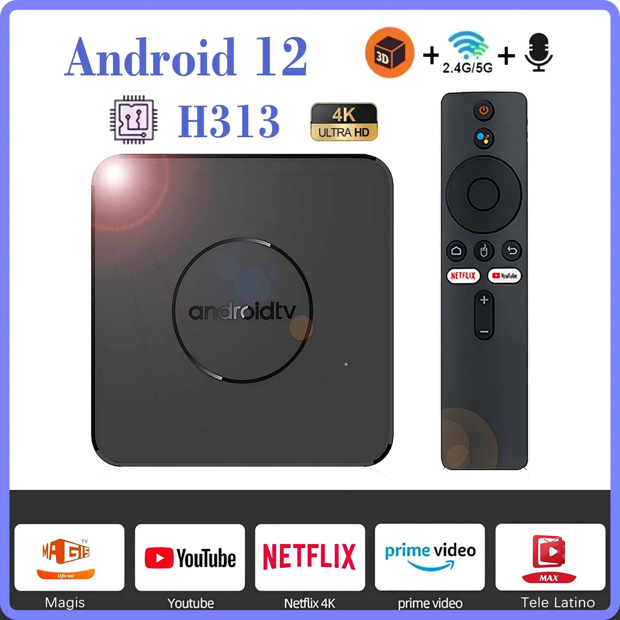 Smart TV BOX Android 12 Allwinner H313 Dual Wifi Quad Core Cortex A53 Support 4K BT Voice Media player Set top Android Tv Box