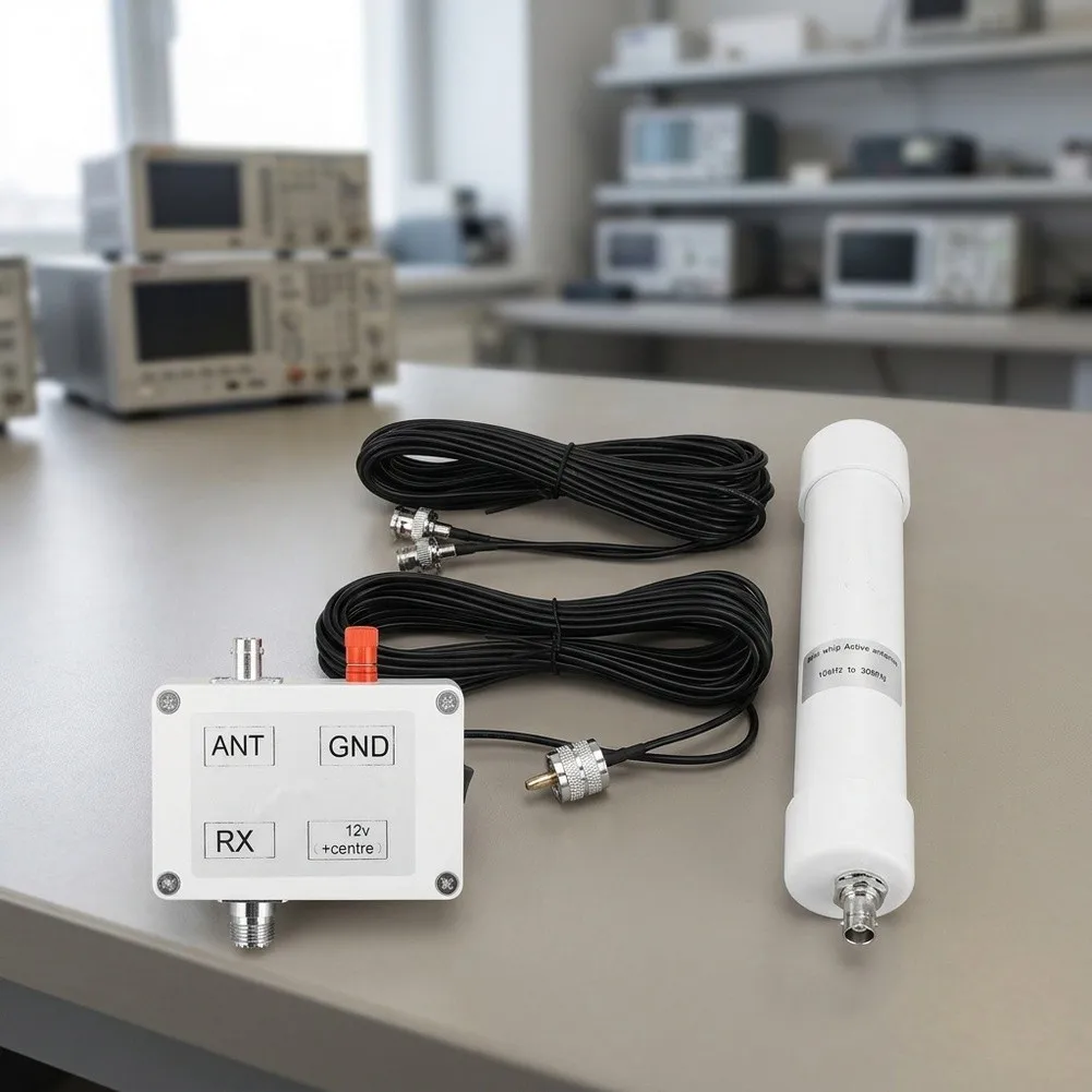 Active Whip For Antenna for 10 kHz to 30 Band with Metal Plastic Construction 155 x 27 mm White Compact Design