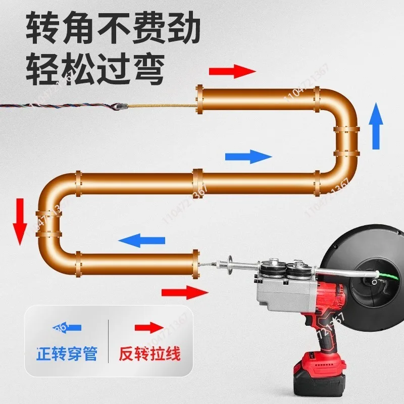 Threading Machine Threading Device Automatic Electric Wire Puller Cable Push Wall Rechargeable Li-Ion Stringing Machine