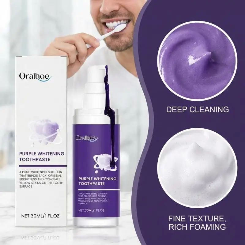 Plaque Removal Purple Toothpaste Teeth Whitening Color  Gum Repair for Fresh Breath Oral Care Essential