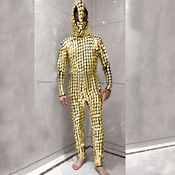 Bar Nightclub Party Gogo Costumes Silver Gold Mirrors Jumpsuit Men Women Stage Performance Pole Dance Festival Outfits XS5782