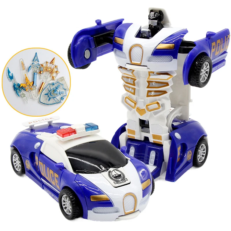 

Kids Toys One-key Deformation Car Automatic Transform Robot Diecasts Toy Funny Mini 2 In 1 Plastic Model Car Amazing Gifts Boys