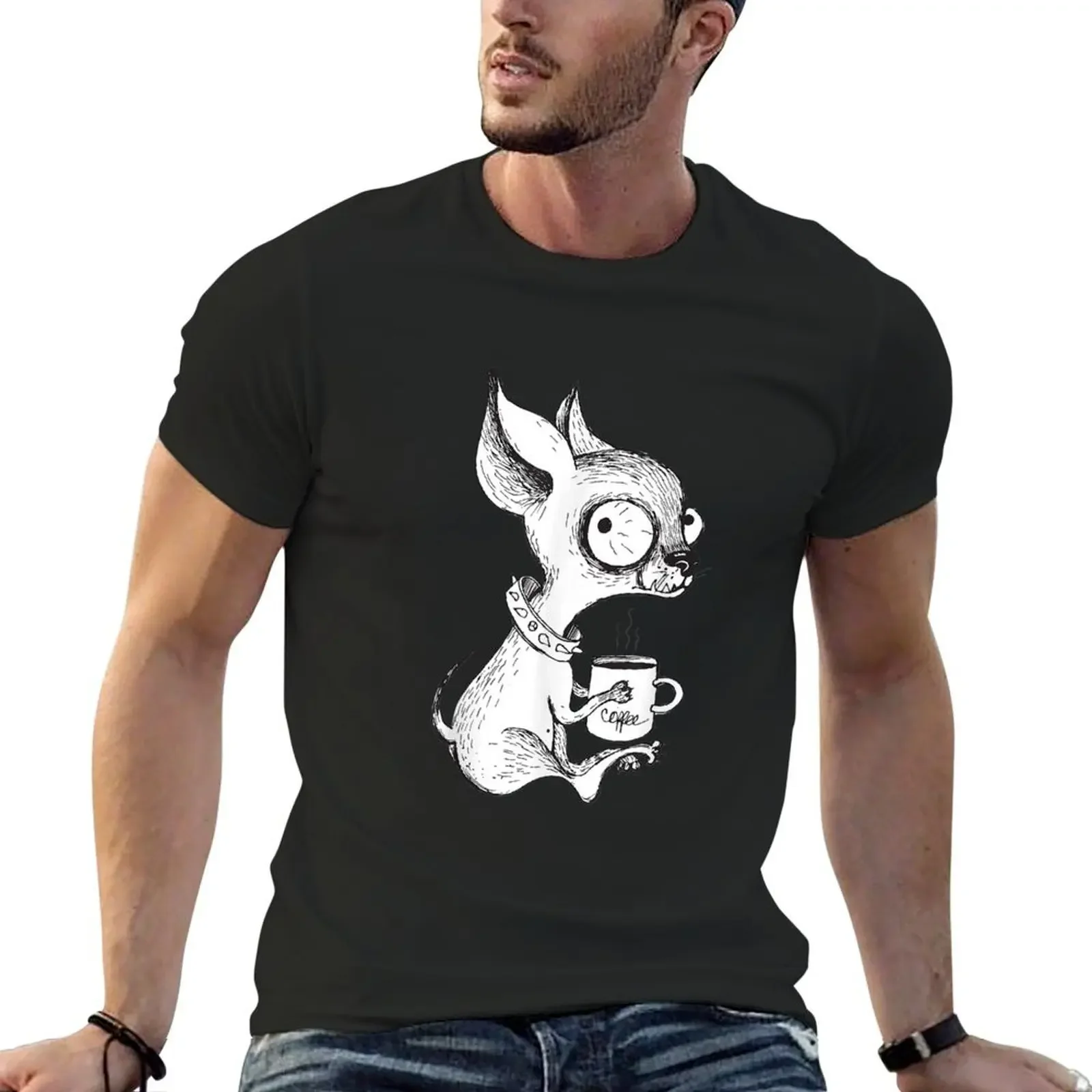 Cute Unique Chihuahua & Coffee Art Dog Lover Gift T-Shirt anime clothes summer tops plus size clothes t shirts for men