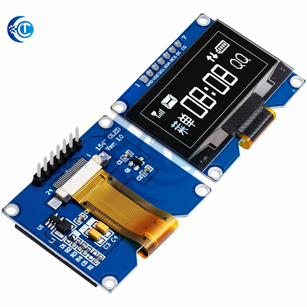 وحدة عرض OLED مقاس 1.54 بوصة 128 × 64 SSD1309 Driver IC (متوافقة مع SSD1306) واجهة 7-PIN SPI لاردوينو