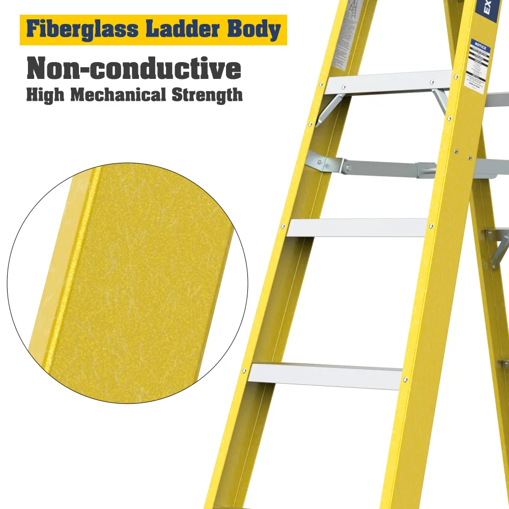 Fiberglass Step Ladder 6-Step 300LBS Yellow