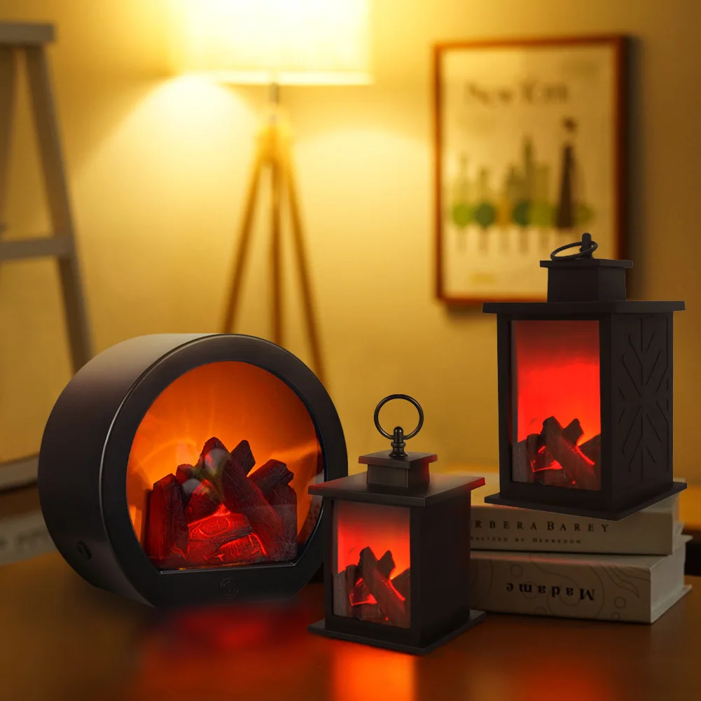 

Fireplace small ornaments Home soft handicrafts Candlestick simulation charcoal flame wind lamp