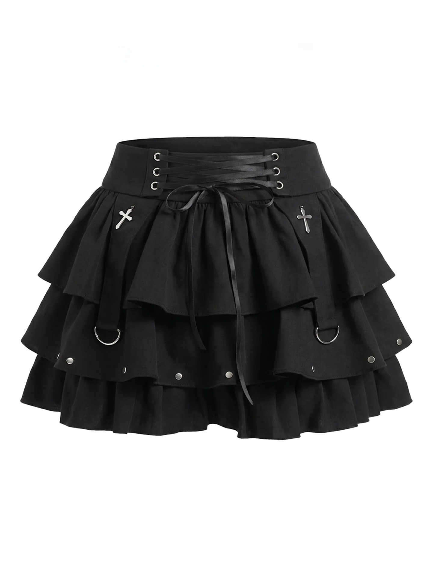 Y2K Spicy Girl Black Cake Short Skirt Women's Summer 2026 A-Line  Skirt Anti-Light Walking Punk Style High Waist Skirt