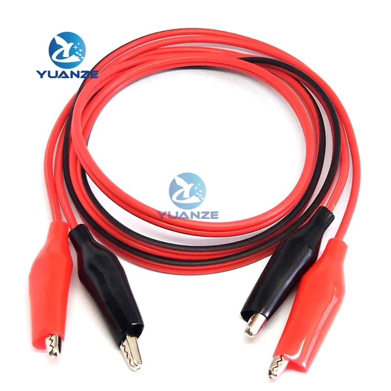 

1 шт. 1 метр двойные красные и черные зажимы крокодиловый кабель перемычка типа «крокодил» тестовые провода