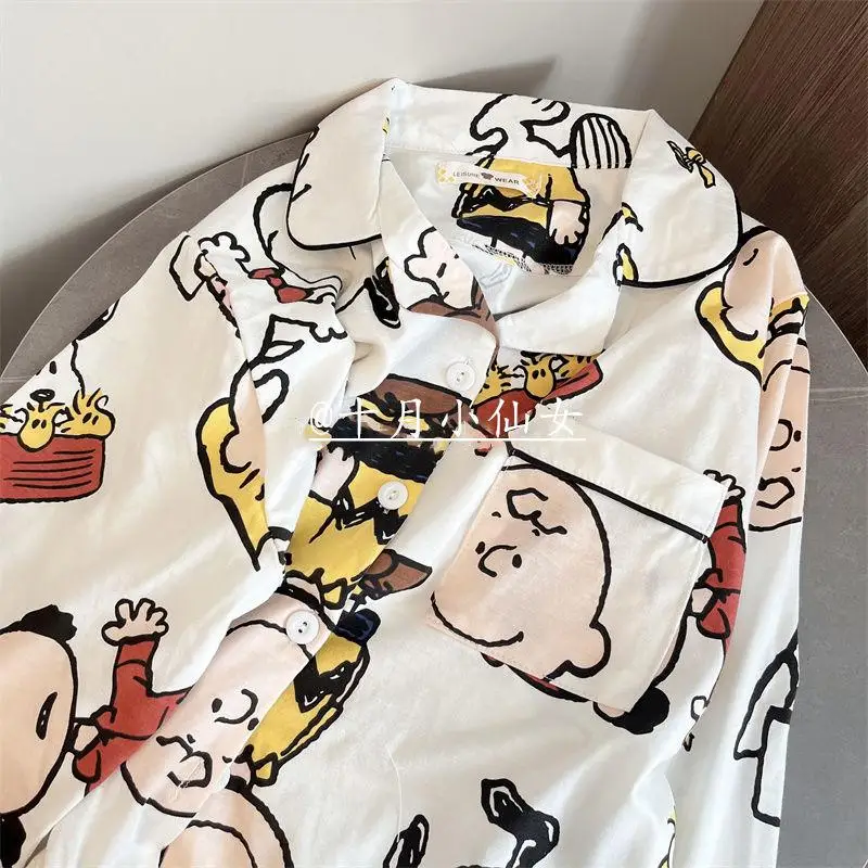 Anime Kawaii Snoopy Pajamas Long Sleeved Pants Cartoon Fashion Casual Relaxed Comfort Homewear Student Christmas Gift for Girl