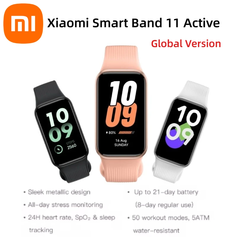 Global Version Xiaomi Smart Band 11 Active 21-days Battery Life 1.47'' TFT Display 50 Sports Modes All-day Pressure Monitoring