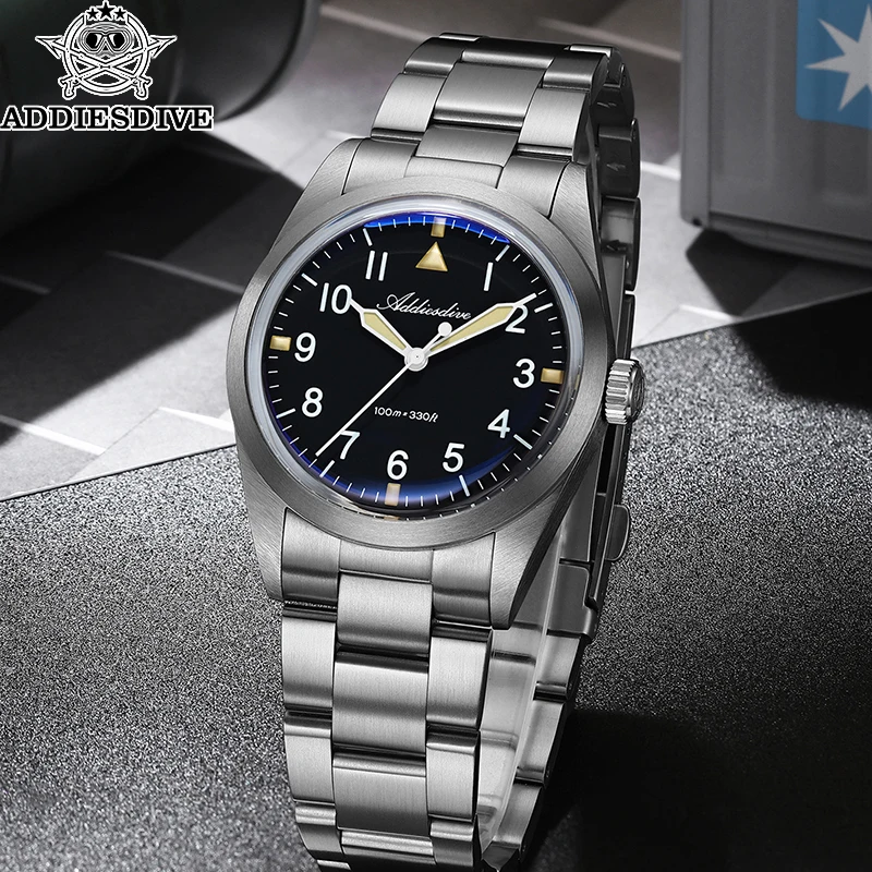 

ADDIESDIVE Титановые военные часы Япония Кварцевые VH31 Легкие роскошные наручные часы 36 мм 100 м Водостойкие BGW9 C3 Lume