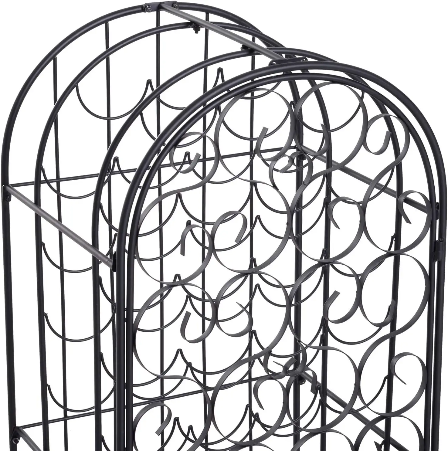 35-Bottle Wrought Iron Wine Rack Cabinet with Lock, Black for Home Cellar Storage