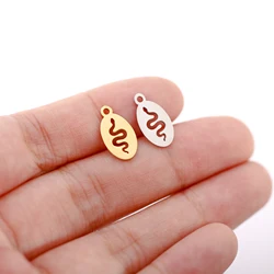 5pcs/Lot Oval Shape Snake Charm DIY Handmade Craft Earring Bracelets Accessorie Stainless Steel Pendants Jewelry Making Supplies