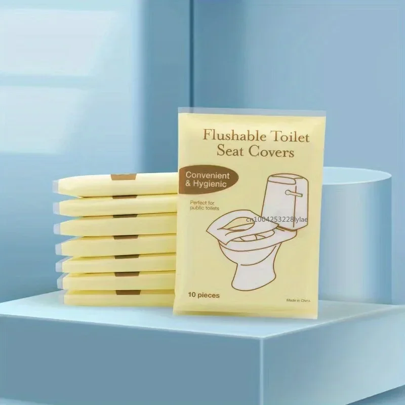 Funda desechable para asiento de inodoro, portátil, para viaje, Camping, Hotel, baño, alfombrilla para inodoro, almohadillas degradables, soluble en agua, papel