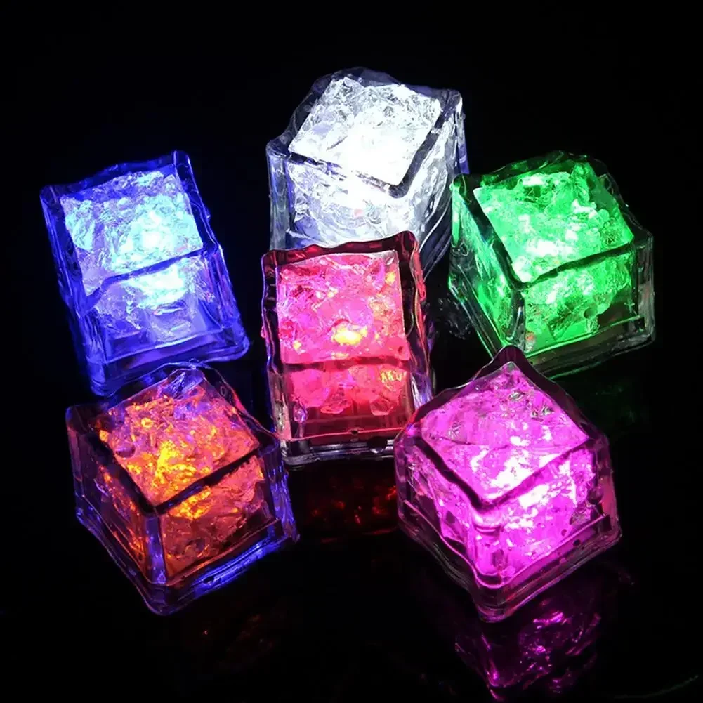 Cube de glace LED scintillant dans la nuit, accessoire de photographie, étanche, multicolore, pour Bar, fête, séance Photo, décoration de boisson
