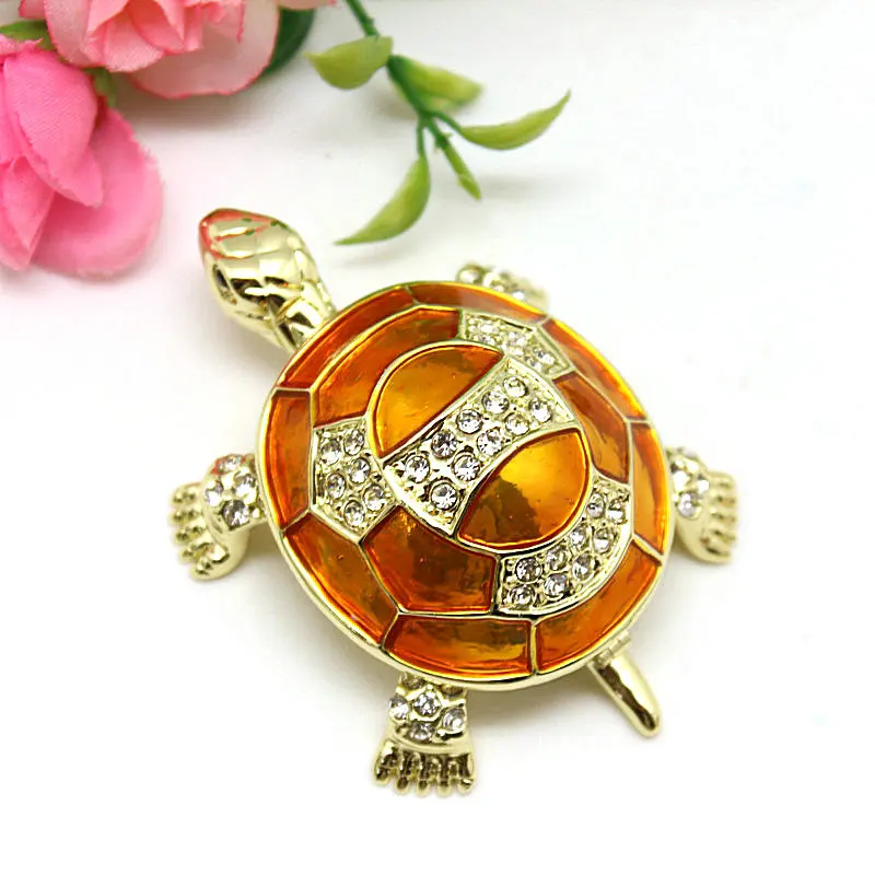 SHINNYGIFTS Crystal Studded Turtle Shape Jewelry Box, Handmade Miniatures, Sea Turtles,  Feng Shui Craft