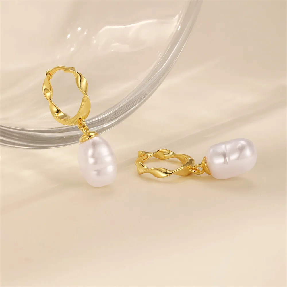 LENNIK Gold S925 Sterling Silver Women Earrings European and American Retro Pearl Zircon INS Style Minimalist Earring  sieraden