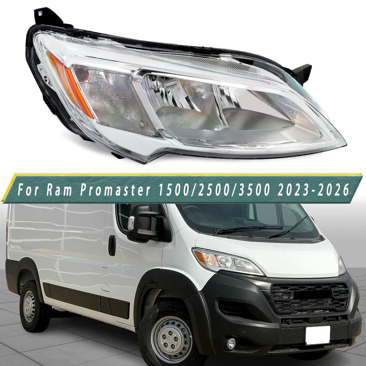 Headlight Front Right For Ram Promaster EV 1500 2500 3500 2023 2024 2025 2026 Halogen Headlight Lamp Passenger Direct Replace