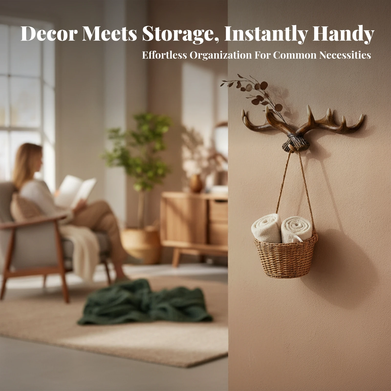 Deer Horn Hook Resin Horn Hook Home Decor Decorative Realistic Space Saving for Entryway