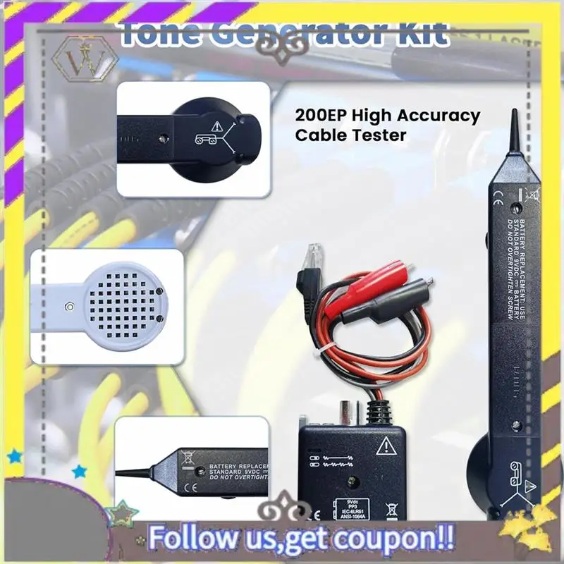 

New Tone Generator Kit, Wire Tracer Circuit Tester, 200EP High Accuracy Cable Tester, Tone And Probe Kit Line Finder Easy Instal